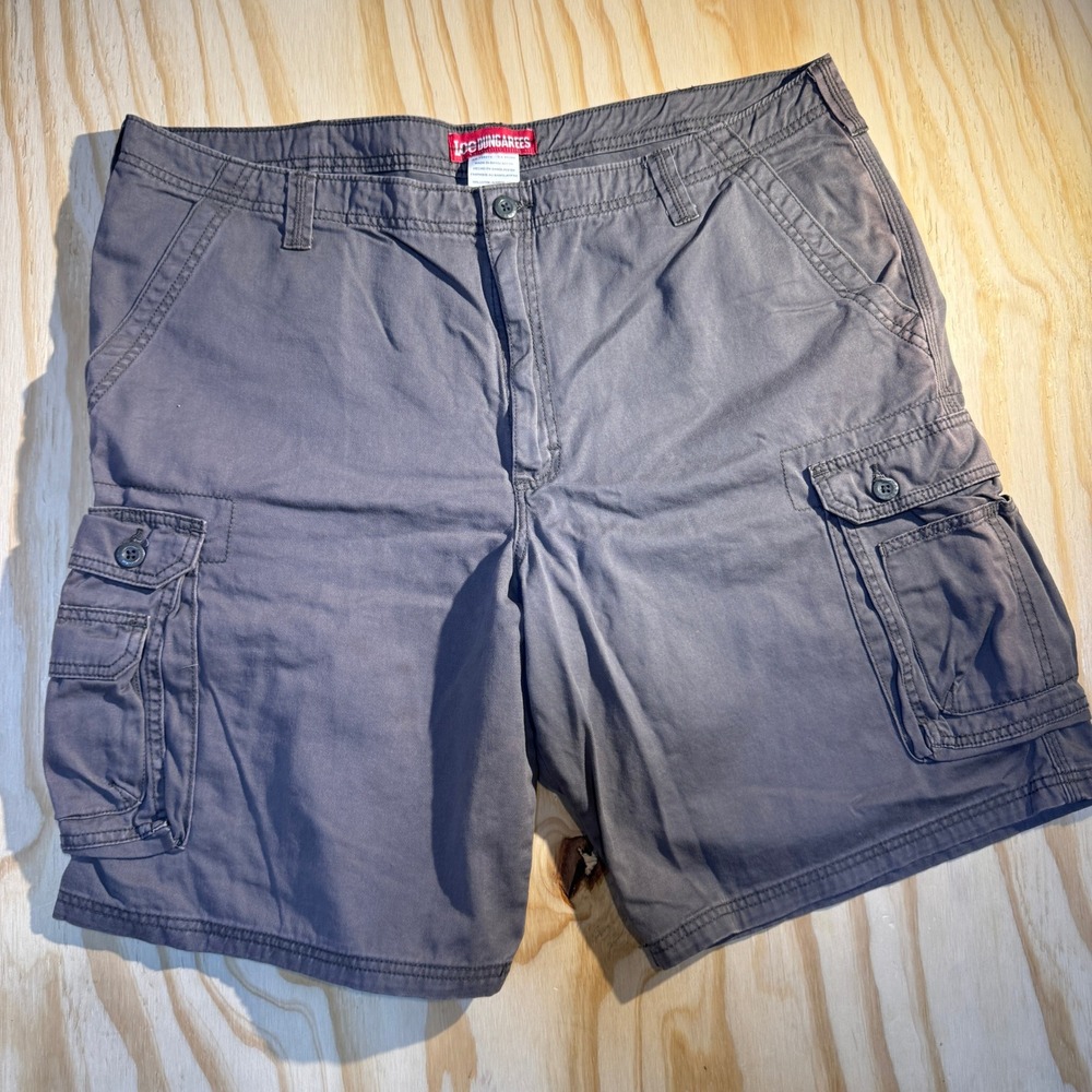 Lee Dungarees Mens Cotton Cargo Shorts Grey Utility Pockets Casual Bottoms Sz 42